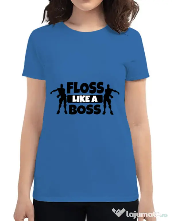Tricou ADLER dama Floss like a boss Albastru azuriu