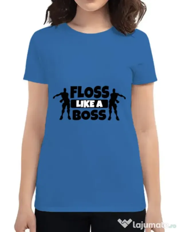 Tricou ADLER dama Floss like a boss Albastru azuriu