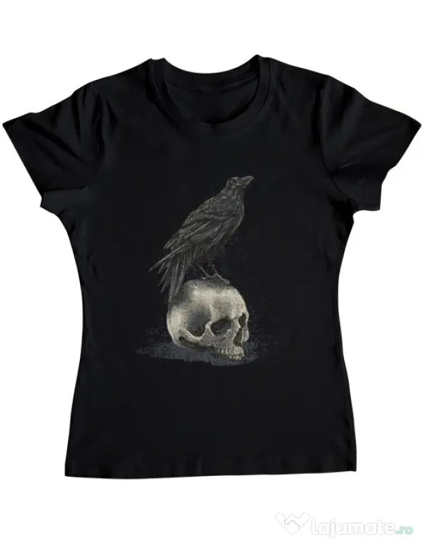 Tricou ADLER dama Crow skull Negru