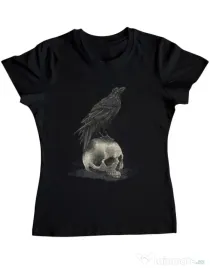 Tricou ADLER dama Crow skull Negru
