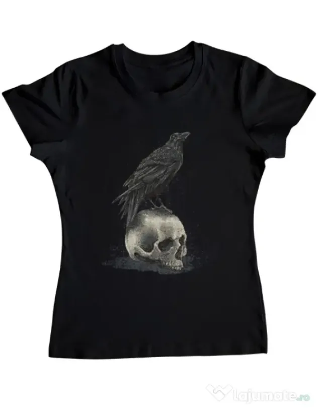 Tricou ADLER dama Crow skull Negru