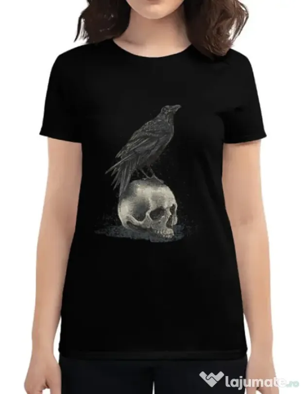Tricou ADLER dama Crow skull Negru