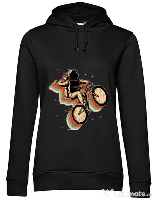 Hoodie dama cu gluga Cycling space Negru
