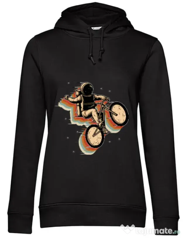 Hoodie dama cu gluga Cycling space Negru