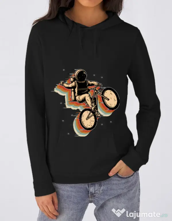 Hoodie dama cu gluga Cycling space Negru