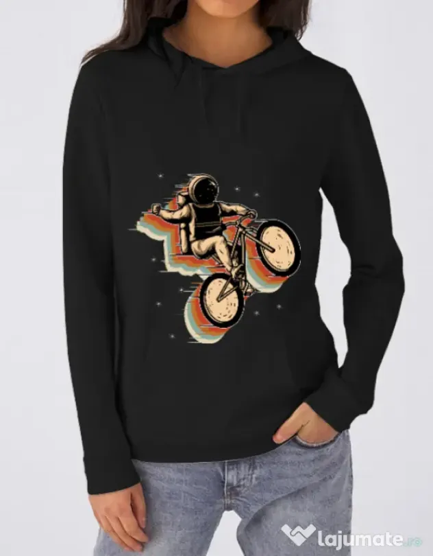 Hoodie dama cu gluga Cycling space Negru