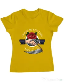 Tricou ADLER dama Death is certain Galben