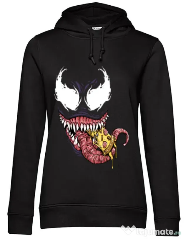 Hoodie dama cu gluga Venom pizza Negru