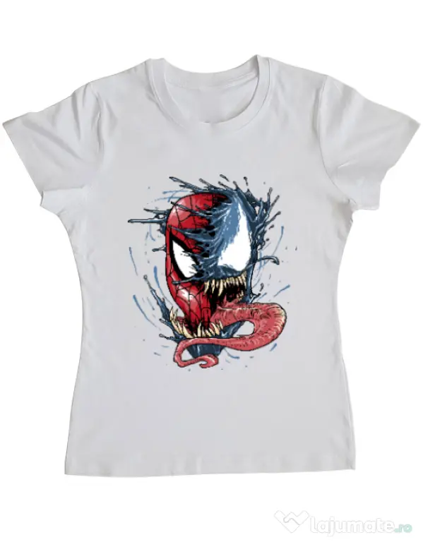 Tricou ADLER dama Venom vs Spiderman Alb