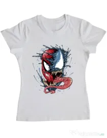 Tricou ADLER dama Venom vs Spiderman Alb