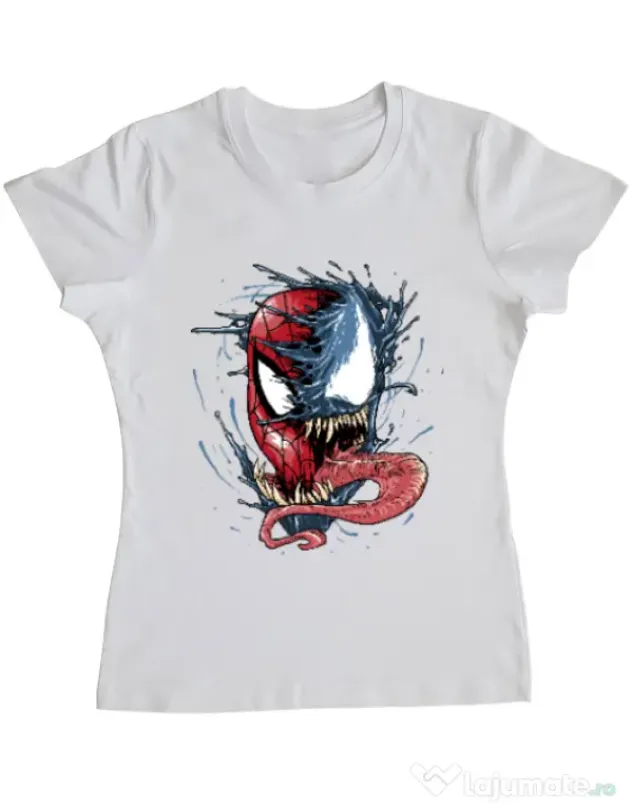 Tricou ADLER dama Venom vs Spiderman Alb