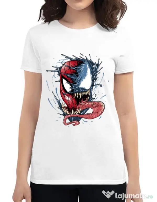 Tricou ADLER dama Venom vs Spiderman Alb