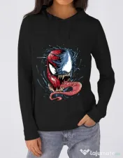 Hoodie dama cu gluga Venom vs Spiderman Negru 