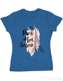 Tricou ADLER dama Paris mon amour Albastru azuriu