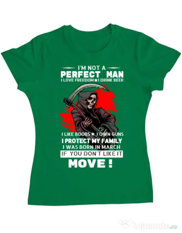 Tricou ADLER dama I am not a perfect man Verde mediu