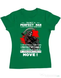 Tricou ADLER dama I am not a perfect man Verde mediu
