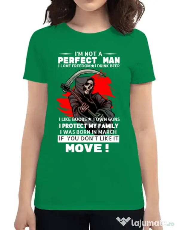 Tricou ADLER dama I am not a perfect man Verde mediu