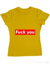 Tricou ADLER dama Fuck you Galben