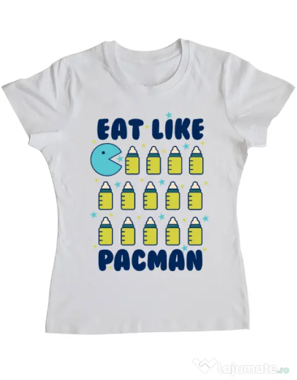 Tricou ADLER dama Eat Like Pacman Alb