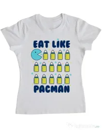 Tricou ADLER dama Eat Like Pacman Alb