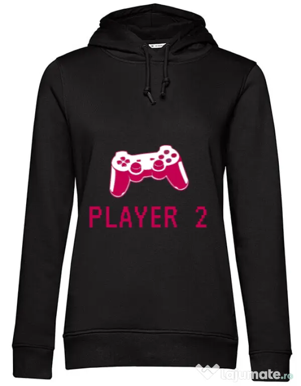 Hoodie dama cu gluga Player 2 Negru