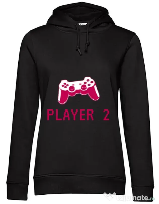 Hoodie dama cu gluga Player 2 Negru