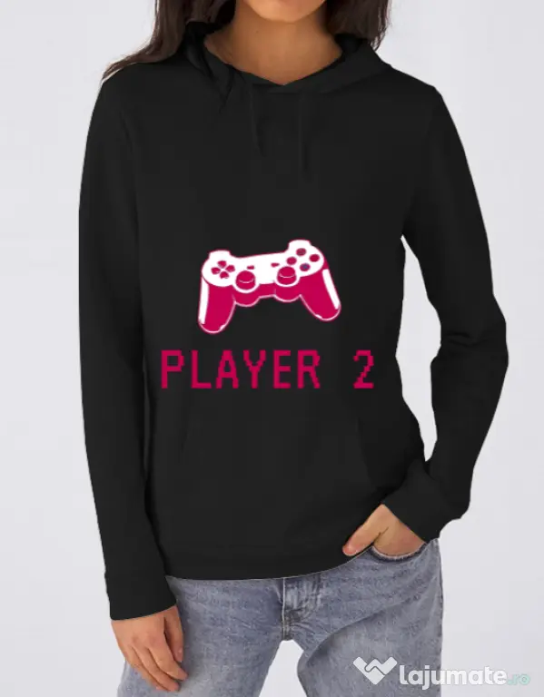 Hoodie dama cu gluga Player 2 Negru