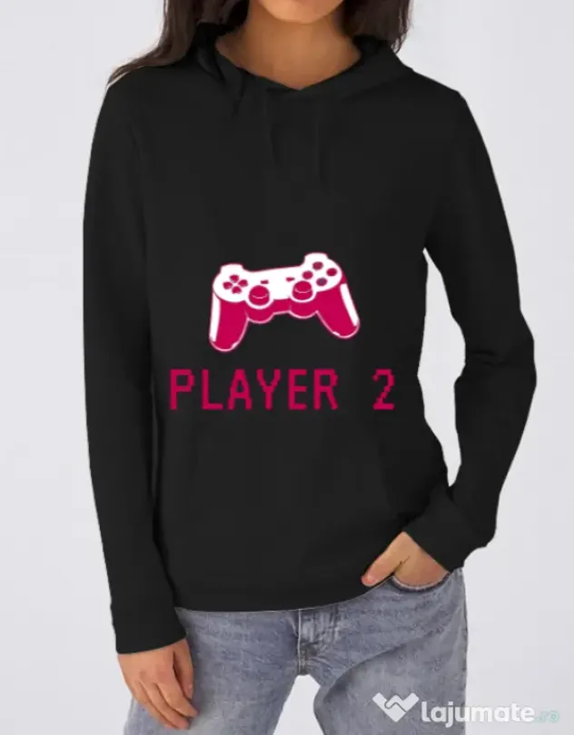 Hoodie dama cu gluga Player 2 Negru