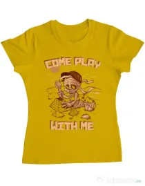 Tricou ADLER dama Come play with me Galben