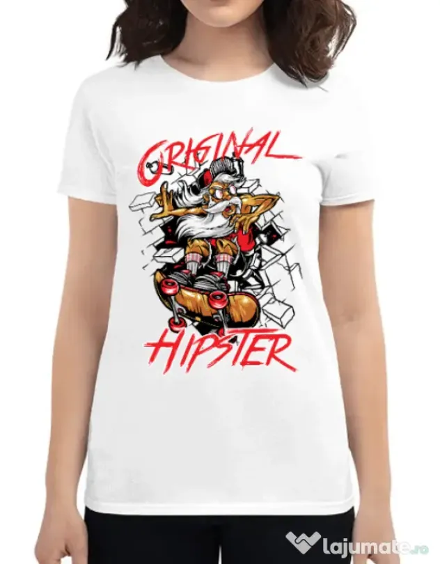 Tricou ADLER dama Original hipster Alb