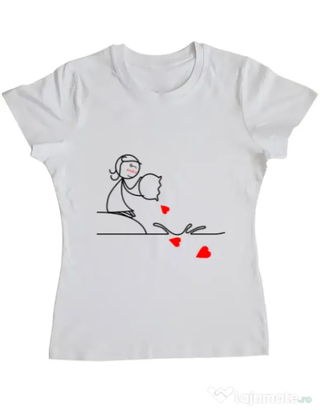 Tricou ADLER dama Fishing for love 2 Alb