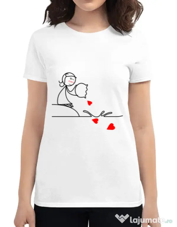 Tricou ADLER dama Fishing for love 2 Alb