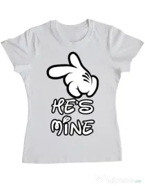 Tricou ADLER dama He is mine Alb