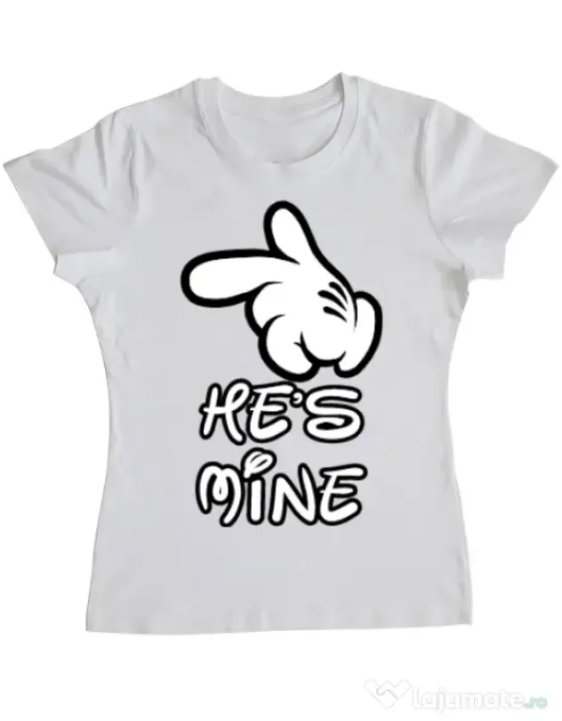 Tricou ADLER dama He is mine Alb