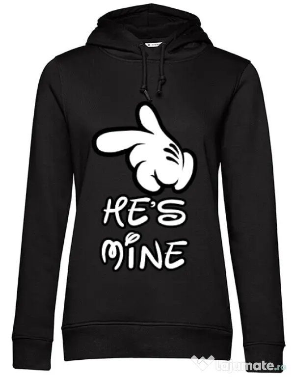 Hoodie dama cu gluga He is mine Negru