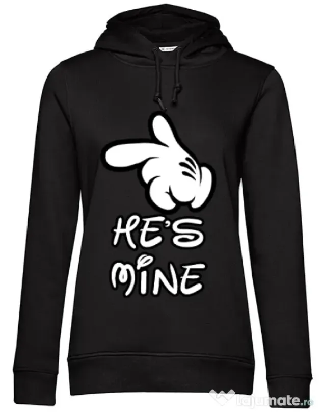 Hoodie dama cu gluga He is mine Negru
