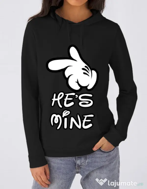 Hoodie dama cu gluga He is mine Negru