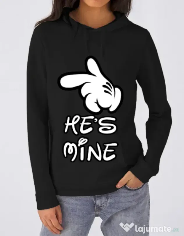 Hoodie dama cu gluga He is mine Negru