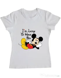 Tricou ADLER dama Lucky to have you Alb