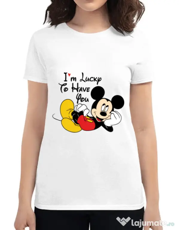 Tricou ADLER dama Lucky to have you Alb