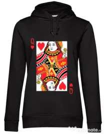 Hoodie dama cu gluga Queen of hearts Negru