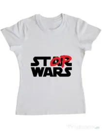 Tricou ADLER dama Stop wars Alb