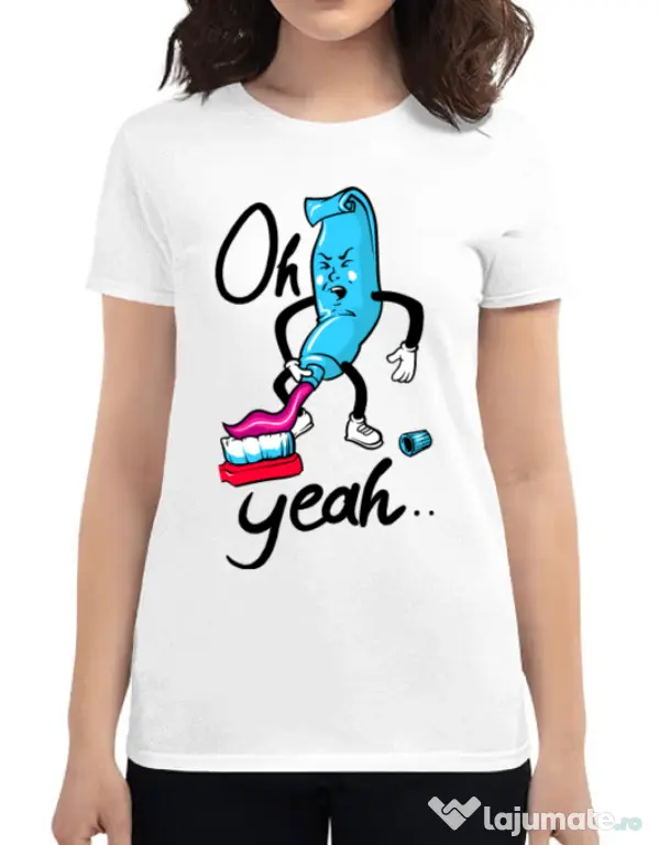 Tricou ADLER dama Oh yeah Alb