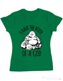 Tricou ADLER dama Body of a god Verde mediu