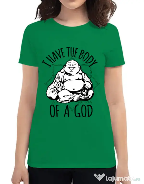 Tricou ADLER dama Body of a god Verde mediu