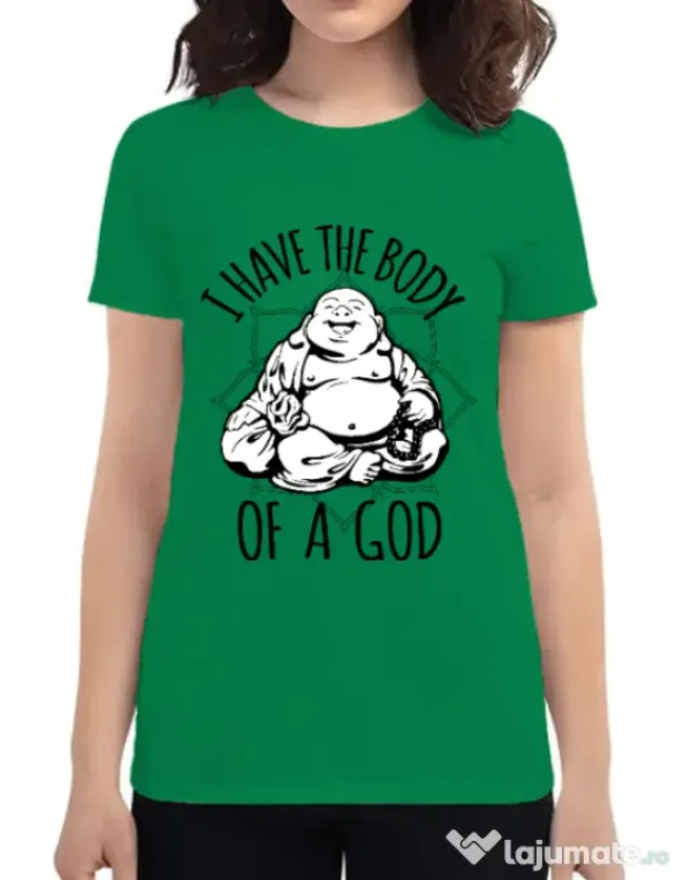 Tricou ADLER dama Body of a god Verde mediu