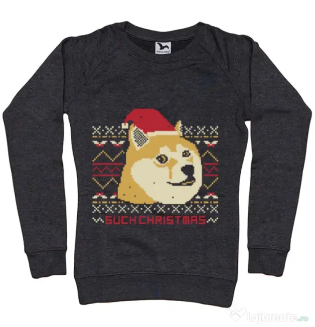 Bluza ADLER dama Doge christmas Negru melanj