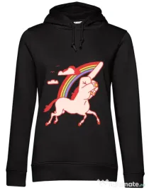 Hoodie dama cu gluga FUnicorn Negru