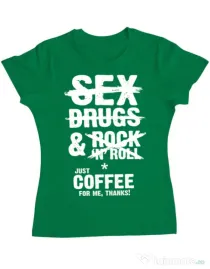 Tricou ADLER dama Just coffee for me Verde mediu