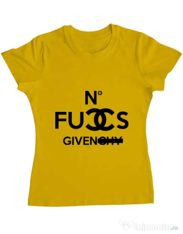 Tricou ADLER dama No fucks given Galben